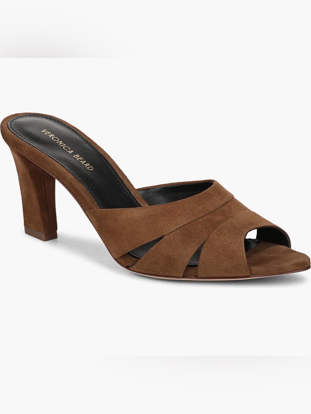 NEW WITH BOX Veronica Beard Brown Suede Open-Toe Heeled Mule